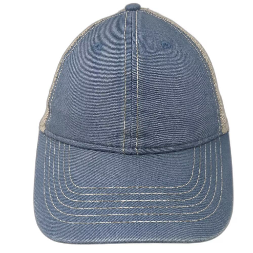 Fahrenheit Headwear Trucker Hat Blue Beige Snapback Mesh OSFM Contrast Stitching